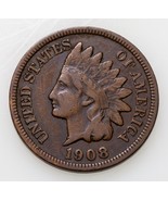 1908-S 1C Indian Cent in Fine Condition, All Brown Color, LIBERTY is Full - $162.53 CAD