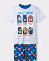 Justice League Boy&#39;s Pajamas Sleep wear Shorts Squad Superman Batman Size S 8-10 - £9.54 GBP