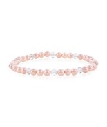 4mm Pink Shell Pearls w/Austrian Crystal Children&#39;s Stretch Bracelet - €17,93 EUR