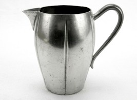 Vintage 5&quot; Pitcher, Federal Solid Pewter, Scalloped Body, Creamer, Syrup, #PCP12 - £15.67 GBP