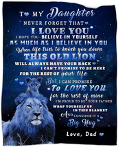 To My Daughter Blanket from Dad, Lion Blanket to My Daughter, Birthday Thanksgiv - £32.66 GBP