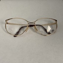 New VTG Logo Paris Curved Brow Gold &amp; Black Cat Eye Eyelasses Frames 55-16-125 - $35.00