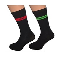 Pair of Red Port &amp; Green Starboard Nautical Stripe Cotton Rich Woven Soc... - $321.23 MXN