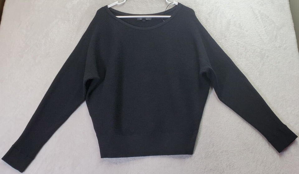 Love Tree Sweater Women Large Black Knit Viscose Long Sleeve Round Neck ... - $13.03