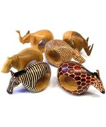 Kitchen Dining Napkin Rings Holders Set of Six Safari Wild Animals Mahog... - $43.73 CAD