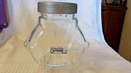 Embossed Clear Glass Canister With Gray Lid from Ikea 7&quot; Tall - $32.06