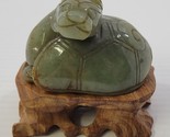 *B2) Antique Chinese Feng Shui Dragon Turtle Jade Statue Figurine on Woo... - $148.49