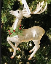 Robert Stanley Christmas Ornament Glass White Silver Reindeer - $16.78