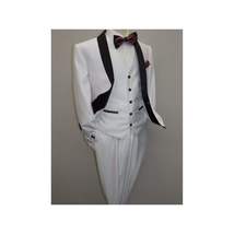 Men's Lorenzo Bruno Shawl Tuxedo Slim 3 Piece Shiny Formal Suit S6501V White image 7