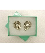 Silver Tone Crystal Rhinestone Earrings, Teardrop Shape, Fashion Jewelry... - $181.89 MXN