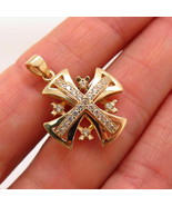0.25Ct Round CZ Cross Pendant Necklace Yellow Gold-Plated Silver 18&quot; Fre... - £100.36 GBP