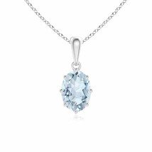 ANGARA Eight Prong-Set Oval Aquamarine Pendant in 14K Gold (Grade-A Size-7x5) - £298.98 GBP