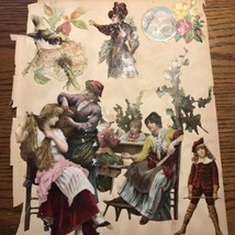 1800s Vintage Die Cut Scrapbook Page w/Beautiful Cards &amp; Die Cuts on Bot... - $18.77