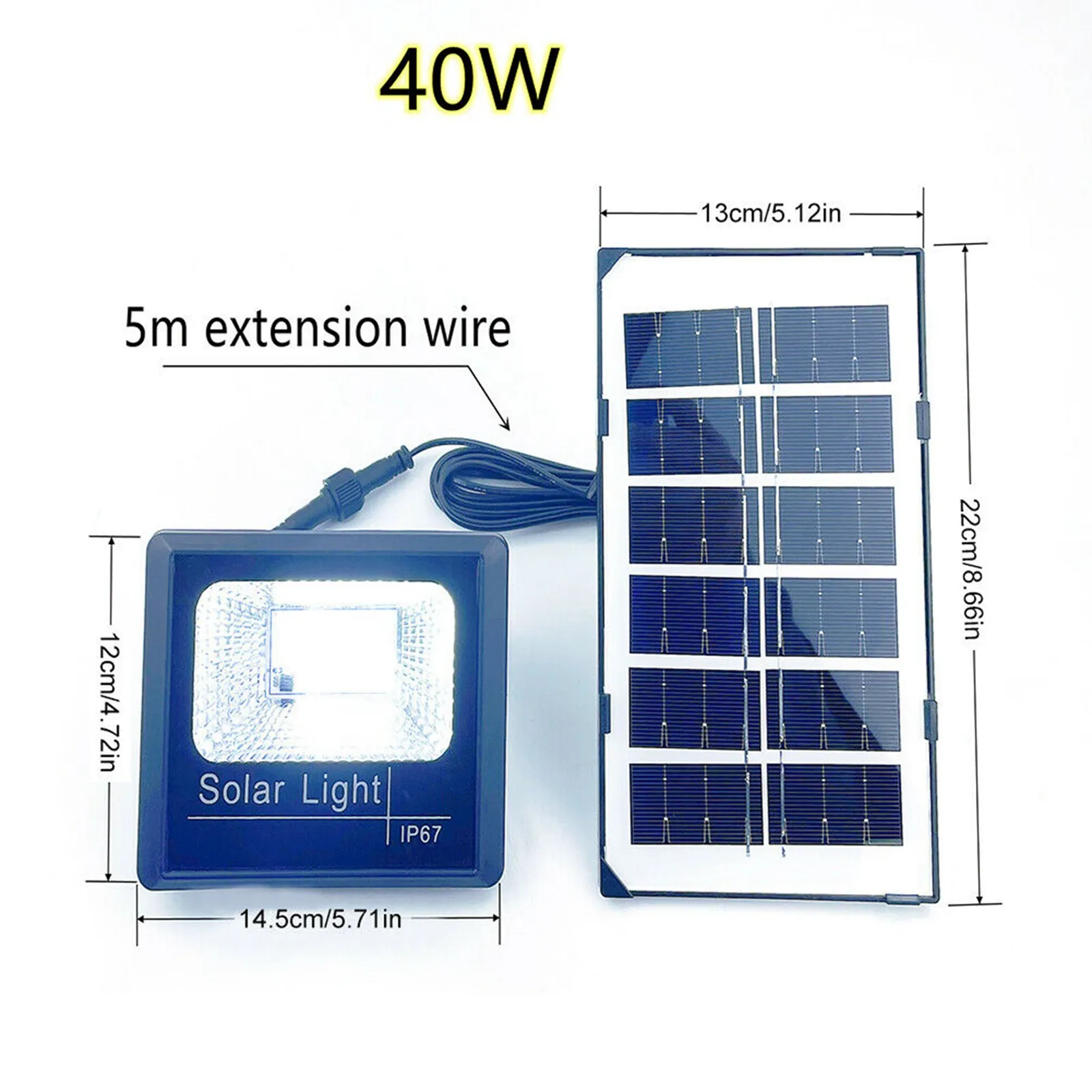 30W 40W 50W Outdoor LED Solar Light Waterproof For Garden Path scape Spotlight F - £116.15 GBP
