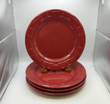 Set Of 4 Longaberger Woven Traditions Paprika Dinner Plates Made In Usa - £102.21 GBP