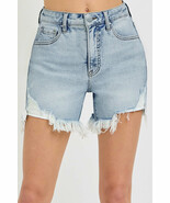 RISEN High Rise Side Step Hem Denim Shorts - $66.14 CAD