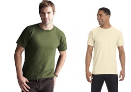 NEW Men&#39;s Anvil 100% Organic Cotton T Shirt Natural Raw or Green $40 retail - $8.81+