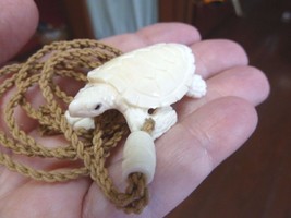 (JBA-01-C)  SEA TURTLE PENDANT Necklace white aceh bovine bone Jewelry turtles - £33.62 GBP