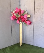 Cemetery flowers, cemetery decoration, tulip memorial flowers, cross mem... - $26.00