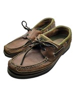Sperry Top Sider Leather Shoes Brown Green Mens US 8.5 Boat Shoe 2 Eye 0... - £28.78 GBP