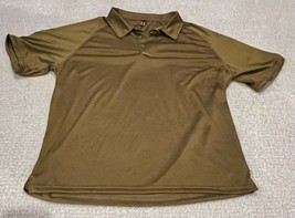Men&#39;s Short Sleeve Shirt TAN Tactical Military Polo w/Shooting Patch &amp; Z... - $16.54