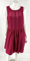 Jessica Simpson Dress 16 Fuchsia Pink Tulle Underlay Fit Flare Lace Pock... - $39.60