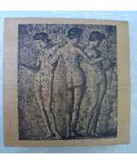 Vtg Toybox The Three Graces Rubber Stamp Classical Statue Wood Mount Rom... - £16.64 GBP