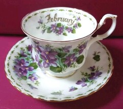 Royal Albert February Flower Of The Month Violets Series Tea Cup and Saucer  - £14.96 GBP