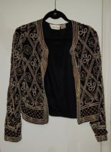 Vintage Jacket Lawrence Kazar 100% Silk Beaded Faux Pearl Cocktail Party... - £34.32 GBP