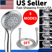 High Pressure Shower Head 5 Settings Handheld Shower Heads Spray with 5 FT Hose - £10.42 GBP