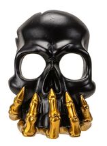 Black Phantom Skull Mask On Gold Skeleton Hand Votive Tea Light Candle H... - €19,01 EUR