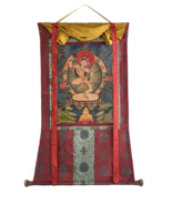 HAND-PAINTED MACHIG LABDRON TIBETAN THANGKA OIL VARNISHED ART WITH SILK ... - $217.28