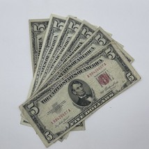 Rare 1953 / 1963 Series $5 Five Dollar RED Seal Bill United States Note - £14.68 GBP