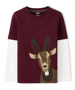 NWT Gymboree Boys Size 5T 6 COUNTY FAIR Layered Goat Long Sleeved Tee NEW - £12.53 GBP