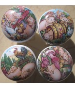 Ceramic Cabinet Knobs W/ Pigs @CUTE@ Pig Swine - $23.09 CAD