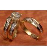 1.75Ct Diamond Trio His Her Engagement Wedding Ring Set 14K Gold Over 92... - £88.37 GBP