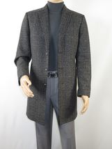 Men RENOIR Wool Blend Black White Plaid 3/4 Length Winter Coat W/Liner 43-18-095 image 9
