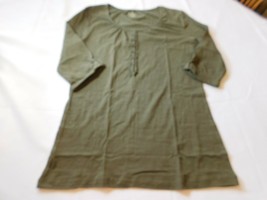Bay Studio Women&#39;s Misses 3/4 Sleeve Cotton Shirt Top Size S Small Olive NWT - £16.16 GBP