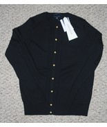 Lands End  Women&#39;s LS Supima Cable Tipped Crew Cardigan Sweater Black New - $756.95 MXN