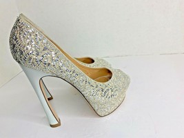 Report Womens Sz 5.5 Silver Peep Toe Bling Shoes 4.25 in Stiletto Heels ... - $29.69