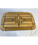 Boat Rectangular Teak Table Top 14.6x23.6 Inch Star Inlay Round Corner M... - $471.85 CAD+