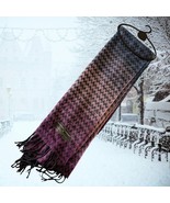 D&amp;Y Softer Than Cashmere Scarf Shawl 12X64 Zig Zag Purple Fringed Wrap W... - $228.85 MXN