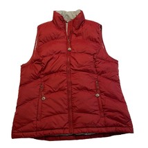 LL Bean Goose Down Puffer Full Zip Vest Misses Small Red Zippered Pockets  - £26.08 GBP