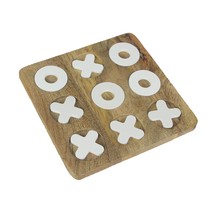 Zeckos 8 Inch Carved Wooden Tabletop Tic Tac Toe Game Hand Painted X and O - £28.63 GBP