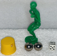 Mouse Trap Game Replacement Parts Green Diver 1 Die 2 Steel Marbles Yellow Pail - £7.65 GBP