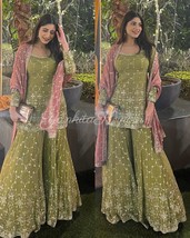 Green Georgette Sharar Set with Dupatta Heavy Zari Sequins Work || Punjabi dress - £71.34 GBP