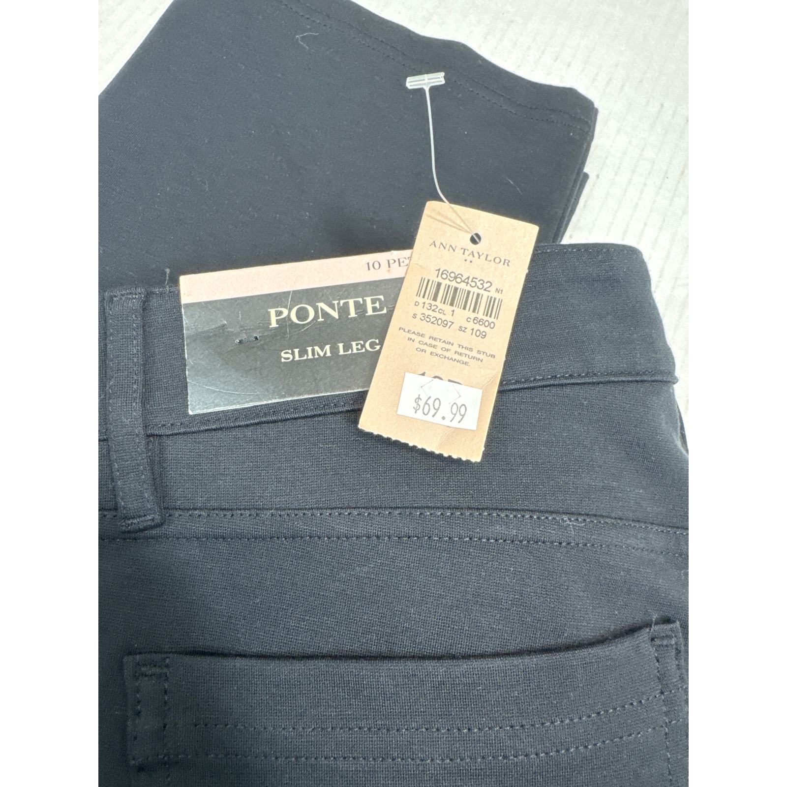 ANN TAYLOR Women’s Ponte Skinny Pants Black Preppy Office Petite Size 10P NWT Item image 3