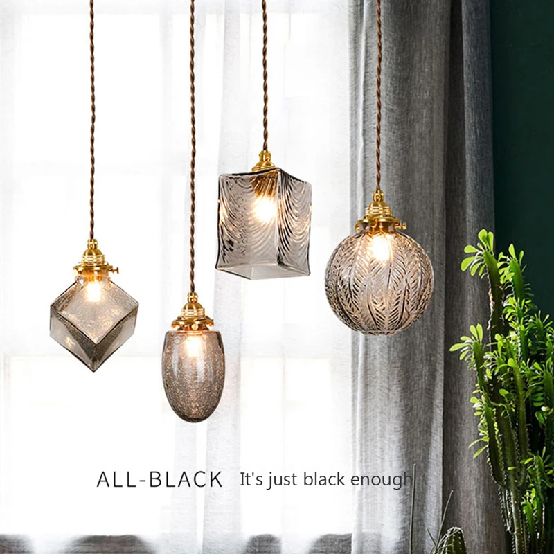 Style Glass Pendant Lights Fixtures Bedroom Living Room Copper Loft Decor - $86.35+