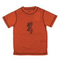 Youth Boys Browning Performance Rugged Outdoor Tech Tee Blaze Orange Sz L Large - £8.78 GBP