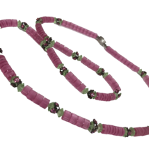 Vintage Pink Necklace Glass Beads Rhinestones Barbiecore - £23.36 GBP